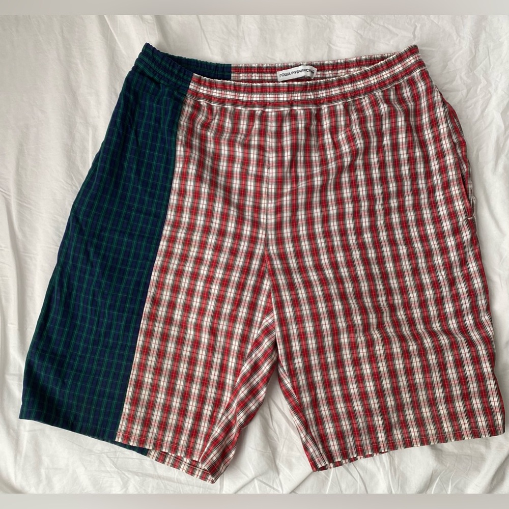 Gosha Rubchinskiy Combo Plaid Shorts, XL, good condition, draw string 31-33waist